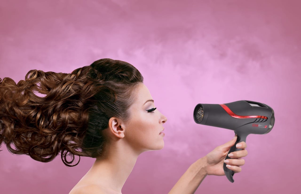 woman, hair, hair dryer